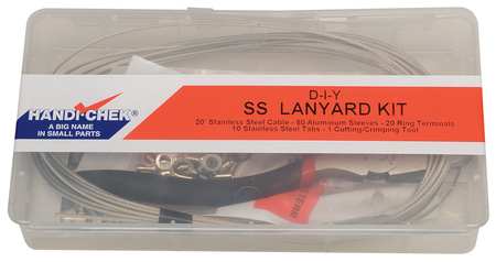 ZORO SELECT Do it Yourself Lanyard Assembly Kit, 20 ft, 3/64 in Pin Dia., Stainless Steel, Nylon Coated WWG-DISP-LANYARDSS