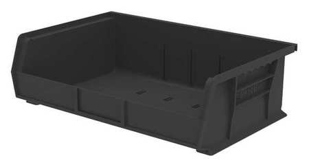 Akro-Mils 60 lb Hang & Stack Storage Bin, Plastic, 16 1/2 in W, 5 in H, Black, 10 7/8 in L 30255BLACK