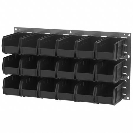 Akro-Mils 30 lb Hang & Stack Storage Bin, Plastic, 5 1/2 in W, 5 in H, 10 7/8 in L, Black 30230BLACK