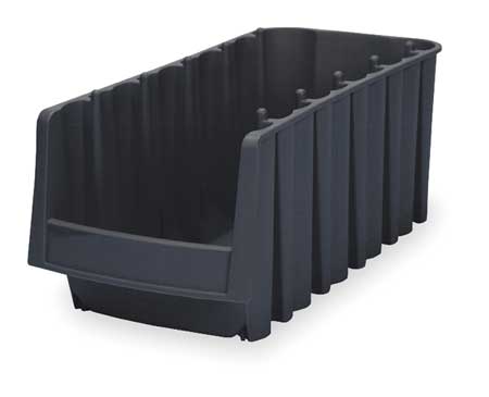 AKRO-MILS 24 lb Hang & Stack Storage Bin, Plastic, 8 3/8 in W, 7 in H, 17 in L, Black 30778BLACK