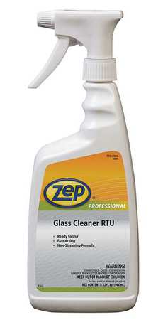 Zep Liquid Glass Cleaner, 1 qt., Blue, Odorless, Trigger Spray Bottle 1041425