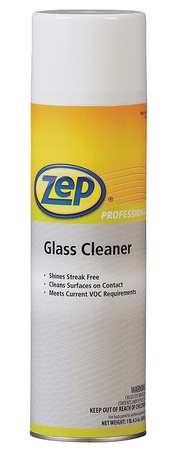 Zep Liquid Glass Cleaner, 20 oz., Clear, Pleasant, Aerosol Can 1042188