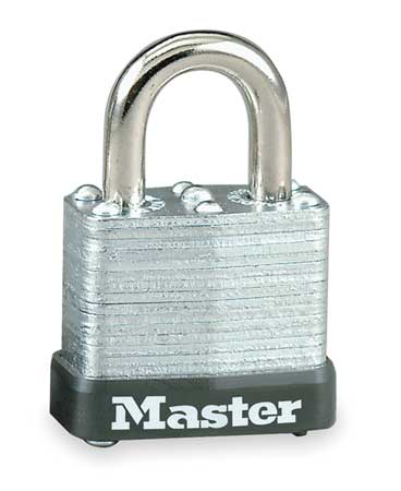 Master Lock Padlock, Keyed Different, Standard Shackle, Rectangular Steel Body, Steel Shackle, 1/2 in W 105D