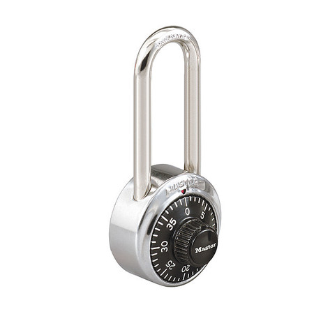 Master Lock Combination Padlock, Front, Black/Silver 1525LH
