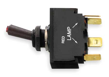 HUBBELL WIRING DEVICE-KELLEMS Marine Lighted Toggle Switch, SPST, 4 Connections, On/Off, 15A @ 12VDC M11LTR