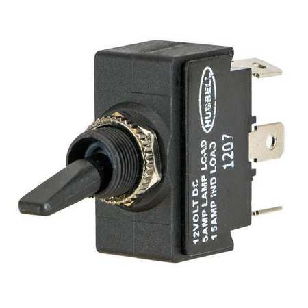 HUBBELL WIRING DEVICE-KELLEMS Marine Toggle Switch, DPDT, 6 Connections, On/Off/On, 15A @ 12VDC M223JSP