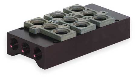 NUMATICS Manifold Block, 3 Stations, 1/4 NPT 206-1750