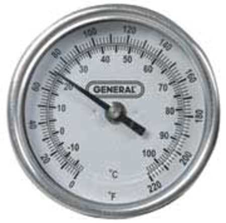 GENERAL TOOLS Bimetal Thermom, 3 In Dial, 0 to 220F T300-36