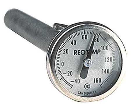 REOTEMP 2" Stem Analog Dial Pocket Thermometer, -40 Degrees to 160 Degrees F QP02F23PS
