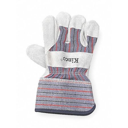 Kinco Leather Palm Gloves, Gray, Youth, PR 1500-KM