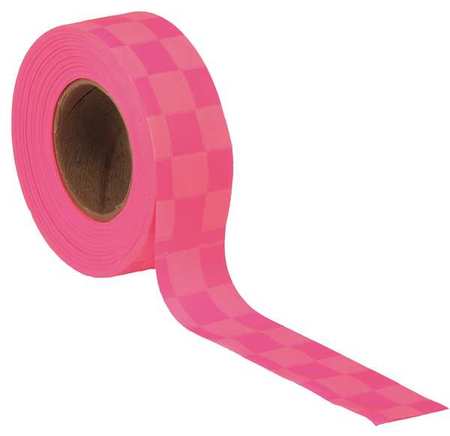 ZORO SELECT Flagging Tape, Pnk Glo/Wh, 150ft x 1-3/8In CKPGW-200