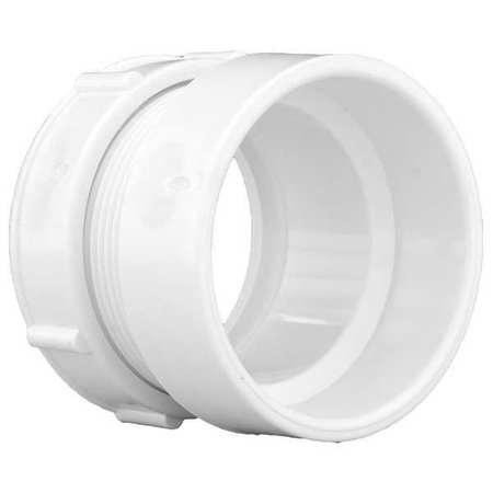 ZORO SELECT PVC Female Trap Adapter with Nut and Washer, Hub x Socket, 2 in Pipe Size 06382