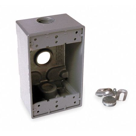 Bell Outdoor Weatherproof Electrical Box, 1 Gang, 3/4 in Hub Size, 3 Inlets, 4.5 in L, 2.75 in W, Aluminum, Gray 5324-0