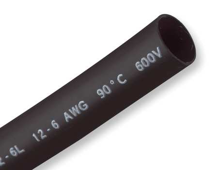 Shrink-Kon Shrink Tubing, 0.35in ID, Black, 6in, PK25 HS16-12L