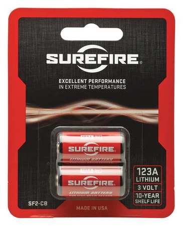 SUREFIRE Battery, 123A, Lithium, PK2 SF2-CB