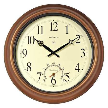 Acurite 18" Analog Thermometer Wall Clock, Brown 50314A2