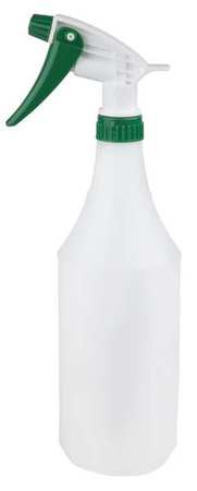 Zoro Select 32 oz Trigger Spray Bottle, Mist/Stream, 1 fl oz Graduation Markings, HDPE, White/Green, 3 PK 130296