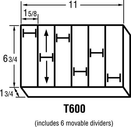 Flambeau Adjustable Compartment Box with 16 compartments, Plastic, 1 3/4 in H x 6-3/16 in W T600