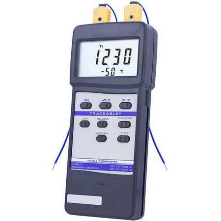 TRACEABLE Thermocouple Thermometer, 2 Input, Type K 4137