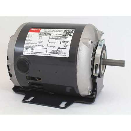 Dayton Belt Drive Motor, 1 Speed, Open Dripproof, Cradle Base Mount, 1/4 HP, 1,725 Nameplate RPM, B 3K771