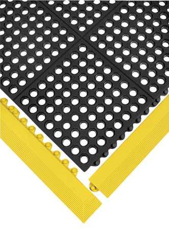 WEARWELL Interlocking Mat Edging, Nitrile Rubber, 3 ft 3 in Long x 3 in Wide, 5/8 in Thick 572