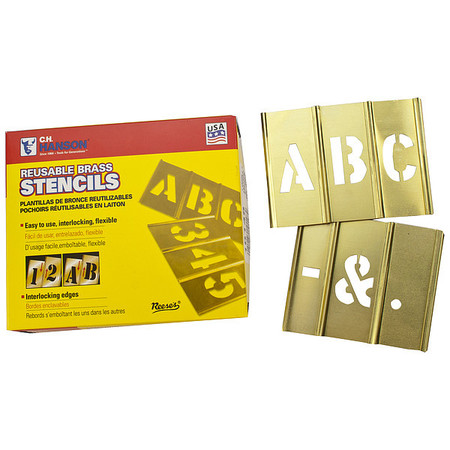 C.H. Hanson Stencil Set, Letters, Punctuation, Brass, 10033 10033