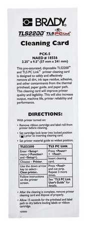 BRADY Printer Cleaning Cards, for use with G1408653, Pk5 PCK-5