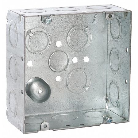 Raco Electrical Box, 42 cu in, Square Box, 2 Gang, Steel, Square 257