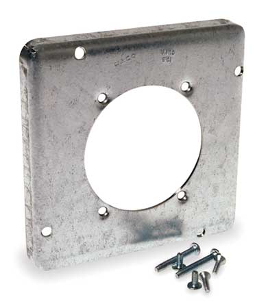 RACO Electrical Box Cover, Square Box, 2 Gangs, Galvanized Steel, Single Receptacle 888