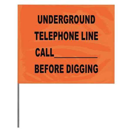 PRESCO Marking Flag, Orange, Telephone, PVC, PK100 4521OBK2019-200