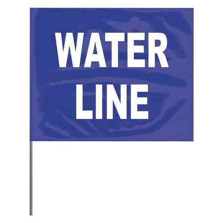 PRESCO Marking Flag, Blue, Water Line, PVC, PK100 4521BW62-200