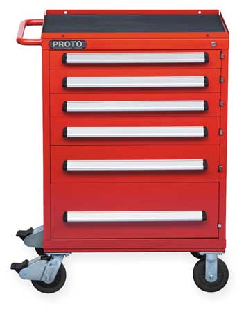 Proto 460 Rolling Tool Cabinet, 6 Drawer, Red, Steel, 30 in W x 21 in D x 42 in H J463042-6RD