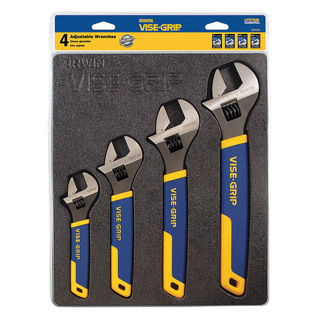 IRWIN Vise-Grip Adjustable Wrench Set, 6 in, 8 in, 10 in, 12 in, Chrome, 4-Piece 2078706