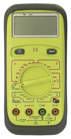 TEST PRODUCTS INTL Digital Multimeter, 750 Max. AC Volts, 1,000 Max. DC Volts, 10 Max. AC Amps, 10 Max. DC Amps 135