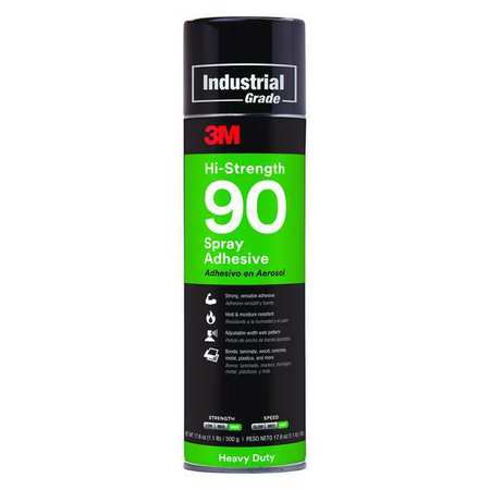 3M Spray Adhesive, 17.6 fl oz, Aerosol Can, Clear, Hi-Strength 90 90