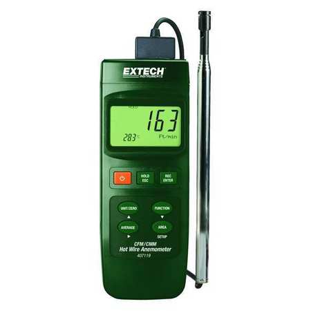 EXTECH Anemometer, 40 to 3346 fpm 407119