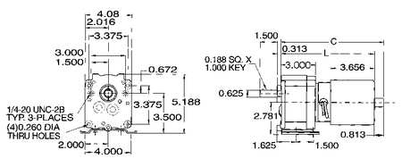 Dayton AC Gearmotor, 200.0 in-lb Max. Torque, 4.1 RPM Nameplate RPM, 115V AC Voltage, 1 Phase 3M326