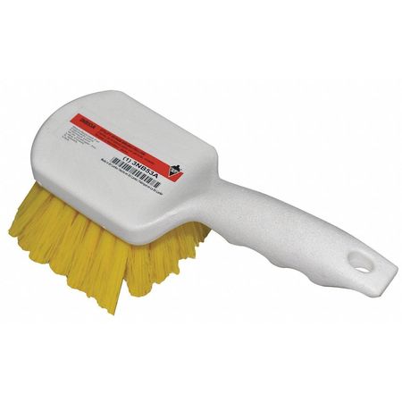 TOUGH GUY 3 in W Scrub Brush, Medium, 5 in L Handle, 3 in L Brush, Yellow, Plastic, 8 in L Overall 3NB53