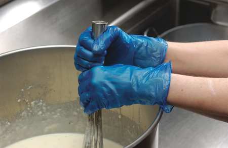 Zoro Select Disposable Gloves, 5 mil Palm, Vinyl, Powder-Free, M, 100 PK, Blue 516982
