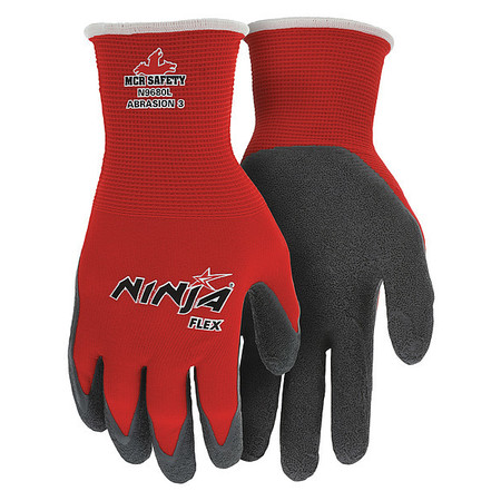 MCR SAFETY Latex Coated Gloves, Palm Coverage, Red/Gray, XL, PR N9680XL