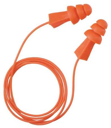TASCO Tri-Grip Reusable Vinyl Ear Plugs, Flanged Shape, 27 dB, Orange, 100 PK 100-09010