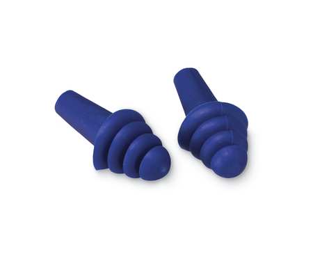 Delta Plus Quattro(TM) Reusable Foam Ear Plugs, Flanged Shape, 25 dB, Blue, 50 PK EP-412