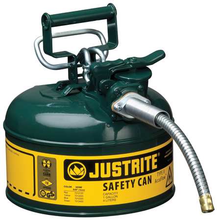 JUSTRITE 1 gal Green Steel Type II Safety Can Oil 7210420