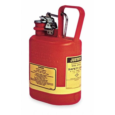 Justrite 1 gal Red Polyethylene Type I Safety Can Flammables 14160