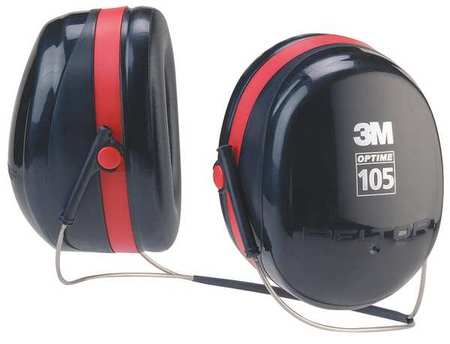 3M Peltor Behind-the-Neck Ear Muffs, 29 dB, Peltor Optime 105, Black/Red H10B