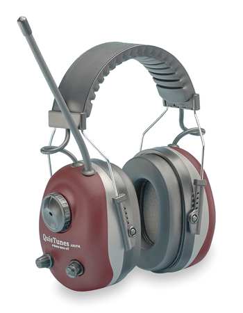DELTA PLUS Over-the-Head Electronic Ear Muffs, 22 dB, QuieTunes, Burgundy COM-660