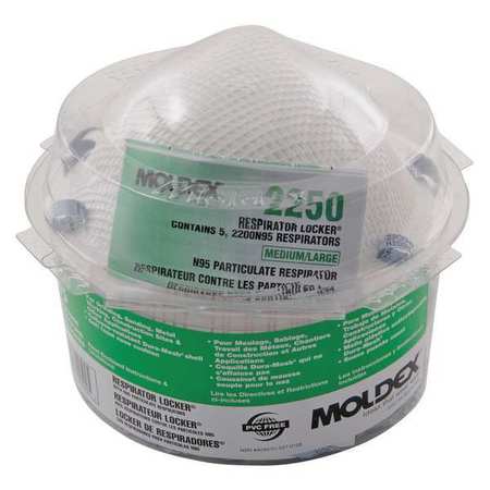 MOLDEX N95 Disposable Respirator, M/L, White, PK5 2250