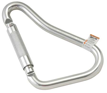 HONEYWELL MILLER Carabiner, Twist-Lock, 8 5/8 in Length, Aluminum, Silver 18D-2-Z7/