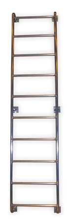 Tri-Arc 12 ft 2 in Fixed Ladder, Aluminum, 12 Steps, Side Step Exit, Aluminum Finish, 300 lb Load Capacity WLA8SS