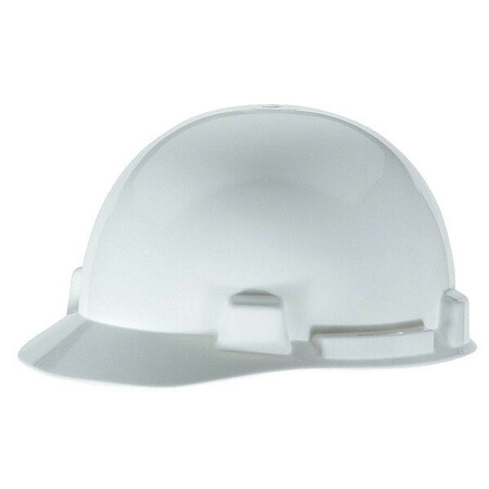 MSA SAFETY Front Brim Hard Hat, Type 1, Class E, Ratchet (4-Point), White 10074067